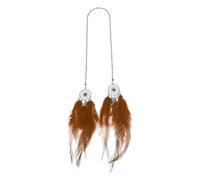 TUCKBOLD 1 Pc Feather Metal Feather Dream Catcher Car Rear View Mirror Pendant Accessories Car Hanging Ornament Deep Brown