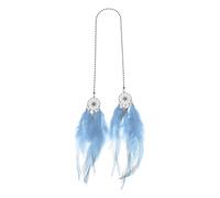 TUCKBOLD 1 Pc Feather Metal Feather Dream Catcher Car Rear View Mirror Pendant Accessories Car Hanging Ornament Light Blue