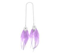 TUCKBOLD 1 Pc Feather Metal Feather Dream Catcher Car Rear View Mirror Pendant Accessories Car Hanging Ornament Light Purple