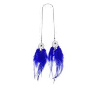 TUCKBOLD 1 Pc Feather Metal Feather Dream Catcher Car Rear View Mirror Pendant Accessories Car Hanging Ornament Blue