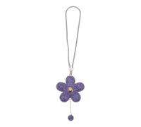 TUCKBOLD 1 Pcs Faux Rhinestone Metal Faux Diamond Flowers Car Rear View Mirror Pendant Accessories Car Hanging Ornament Purple