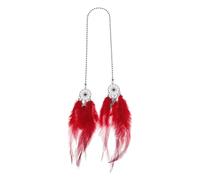 TUCKBOLD 1 Pcs Feather Metal Feather Dream Catcher Car Rear View Mirror Pendant Accessories Car Hanging Ornament Red
