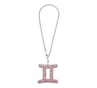 TUCKBOLD 1 Pcs Metal Faux Rhinestone Gemini Faux Diamond Car Rear View Mirror Pendant Accessories Car Hanging Ornament Pink
