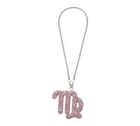TUCKBOLD 1 Pcs Metal Faux Rhinestone Virgo Faux Diamond Car Rear View Mirror Pendant Accessories Car Hanging Ornament Pink