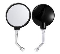 TUCKBOLD 1 Set Motorcycle Rear View Mirrors Universal ABS Chrome-plated Rod Clear Glass Bar End Side Mirrors Mount Black Circle L-shaped Short Handle