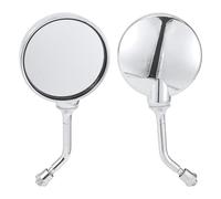 TUCKBOLD 1 Set Motorcycle Rear View Mirrors Universal ABS Chrome-plated Rod Clear Glass Bar End Side Mirrors Mount Chrome Color Circle L-shaped Short Handle