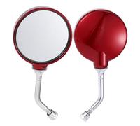 TUCKBOLD 1 Set Motorcycle Rear View Mirrors Universal ABS Chrome-plated Rod Clear Glass Bar End Side Mirrors Mount Red Circle L-shaped Short Handle