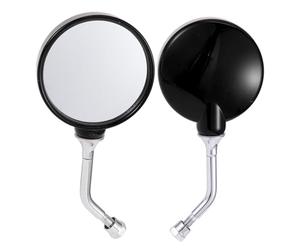 TUCKBOLD 1 Set Motorcycle Rear View Mirrors Universal ABS Chrome-plated Rod Clear Glass Bar End Side Mirrors Mount Black Circle L-shaped Short Handle