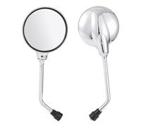 TUCKBOLD 1 Set Motorcycle Rear View Mirrors Universal Plastic Iron Clear Glass Bar End Side Mirrors Mount Chrome Color Circle Slender Handle with Curved End