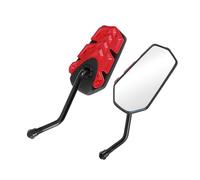 TUCKBOLD 1 Set Motorcycle Rear View Mirrors Universal Plastic Iron Clear Glass Bar End Side Mirrors Mount Red Irregular Polygon Straight Handle with Curved End