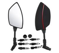 TUCKBOLD 1 Set Motorcycle Rear View Mirrors Universal Plastic Iron Clear Glass Bar End Side Mirrors Mount Black Red Irregular Trapezium Straight Handle