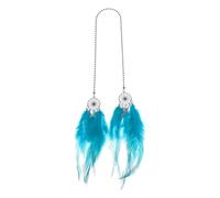 TUCKBOLD 1Pc Feather Metal Feather Dream Catcher Car Rear View Mirror Pendant Accessories Car Hanging Ornament Blue