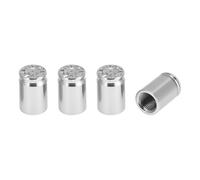 TUCKBOLD 4 Pcs Tire Valve Stem Caps Stylish 7x16.5mm Tyre Valve Dust Covers Bullet Case Shape Silver Tone Aluminum Alloy