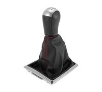 TUCKBOLD 5 Speed Manual Gear Shifter Knob with Cover for Ford Focus MK2 | Gearbox Stick Shifter Lever Knob Black Silver Tone Plastic Faux Leather 1 Pcs