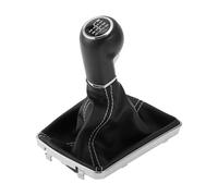 TUCKBOLD 6 Speed Manual Gear Shifter Knob with Cover for Opel for Astra III H | Gearbox Stick Shifter Lever Knob Black White Plastic Faux Leather 1 Pcs