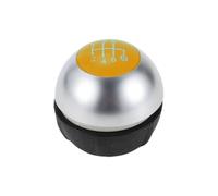 TUCKBOLD 6 Speed Manual Shift Knob for Fiat 500 Durable | Front Automotive Gearbox Stick Shifter Lever Knob Matte Silver Tone Yellow Plastic Faux Leather 1 Pc