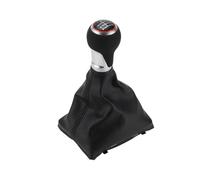 TUCKBOLD 6 Speed Manual Shift Knob with Boot Cover for Audi A4 B8 No.8K0863278H | Gearbox Stick Shifter Lever Knob Black Matte Silver Tone Red Plastic 1 Pcs