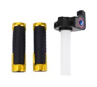 TUCKBOLD 7/8" 22mm 15/16" 24mm Motorcycle Hand Grips Cover Kit Aluminum Alloy,Rubber Handle Bar Throttle Grips Gold Tone 1 Set