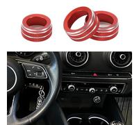 TUCKBOLD AC Air Conditioner Climate Heater Control Switch Knob Cover Ring for Audi A3 8V 2014-2020 Sturdy | Interior Decal Trim Red 3 Pcs