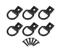 TUCKBOLD Automotive D-Ring Tie Down Strap Rings 1/4" Multi-Purpose | Anchors Hooks Black with Screws 6 Pcs