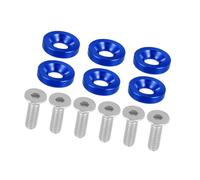 TUCKBOLD Universal Finishing Countersunk Fender Bumper Washers, Gasket Screw Engine Bay Dress Up Fastener Kit for Motorcycle, M6, Aluminum Alloy, Blue, 6pcs Automotive Parts