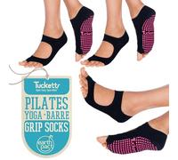 Tucketts Allegro Toeless Non-Slip Grip Socks - Anti Skid Yoga, Barre, Pilates, Home & Leisure, Pedicure - 3-Pack, Black (3-pack), One Size Fits Most
