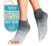 Tucketts Anklet Toeless Non-Slip Grip Socks, Made in Colombia, Full Ankle Style Perfect for Yoga, Barre, Pilates, One Size Fits Most, 1 Pair, Glacial Moraine