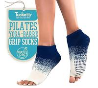 Tucketts Anklet Toeless Pilates Socks with Grips for Women, Non-Slip Ankle Toeless Yoga Socks with Grips for Barre, Size 5-13, Blue Effervescent, Small-Medium
