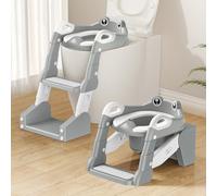 TuckInn Potty Training Seat, Toddler Toilet Seat for Little Boys Girls, Potty Training Toilet with Urinals, Toddler Step Stool Ladder and Splash Guard (Gray)