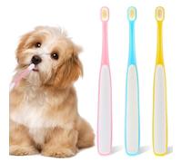 Tucnoeu 2 Pcs Small Dog Toothbrush: Soft & Mini Head Teeth Brush for Dogs Cat, Doggy Toothbrushes Deep Dental Cleaning, 3pcs Blue Pink Yellow