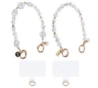Tucnoeu 2 x mobile phone chain beads, short mobile phone pendant with 2 pads, mobile phone accessories for all mobile phones and key rings