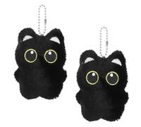 Tucnoeu 2pcs Black Cat Plush Keychain Purse Charm, Black Cat Bag Charm, Cute Plush Backpack Charms for Cats Lovers