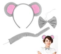 Tucnoeu 3Pcs Mouse Ears Set - Mouse Ears Headband,Tail and Mouse Bowtie,Rat costume with Rat ears Suitable for Party Decoration or Halloween Costume Cosplay