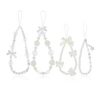 Tucnoeu 4 PCS Crystal Beaded Phone Bracelet Strap,Bow Butterfly and Flower Beaded Phone Wrist Strap,Cute Phones Charms Phones Bracelet Lanyard for Women Girls Charms Bag & Key Accessories