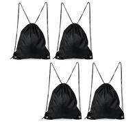 Tucnoeu 4 Pcs Drawstring Bags, Swimming Sports Back Pack Drawstring Gym Bag Waterproof Black Draw String Bag for Men Women Scratch Resistant Bags for Holidays, Travel, Beach
