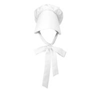 Tucnoeu White Bonnet for Women - Colonial Hat Maid Hat Costume Accessory with Adjustable Straps for Historical Events