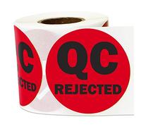 Tuco Deals 300 Pieces 2"x 2" Quality Control - Rejected Label QC Stop Sticker Production Line Labels for Warehouses, Inspection, Inventory Marker - Red