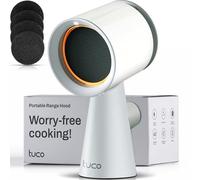 TUCO Portable Range Hood, Countertop Kitchen Exhaust Fan with 3 Speeds, 5-Layer Filter, Powerful Smoke Removal, Low Noise, Oil Cup, Air Purifier for Apartments, Dorms & Indoor BBQ Smokeless - Grey