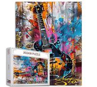Tucocoo 1000 Piece Jigsaw Puzzle for Adults Banksy Guitar Puzzles Musical Rock Electric Guitar 1000 Piece Jigsaw Puzzle for Challenging Family Activity Game Graffiti Art DIY Puzzle Wall Decor Gifts