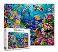 Tucocoo 1000 Piece Jigsaw Puzzle for Adults Underwater World Painting Ocean Animal Challenge Family Activity Game Sea Turtle Dolphin DIY Wall Decor