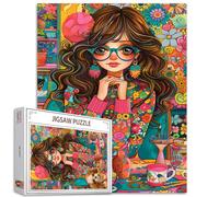 Tucocoo 1000 Piece Jigsaw Puzzles for Adults Beautiful Girl Jigsaw Puzzle Cute Dog Abstract Floral 1000 Pieces Puzzles for Challenging Family Activity Game Colorful DIY Puzzle Wall Decor Gifts