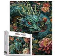 Tucocoo 1000 Piece Jigsaw Puzzles for Adults Green Dragon Painting Jigsaw Puzzle Enchanted Garden 1000 Pieces Puzzles for Challenging Family Activity Game Abstract Flowers Art DIY Puzzle Wall Decor