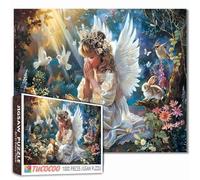 Tucocoo 1000 Piece Jigsaw Puzzles for Adults, Little Angel with White Wings Jigsaw Puzzles，Forest Animals and Prayerful Angel Puzzle，Challenging Family Activity for Game Nights，Puzzle Wall Art Decor