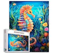 Tucocoo 1000 Piece Jigsaw Puzzles for Adults Sea Horse Painting Jigsaw Puzzle Ocean Animal Art 1000 Pieces Puzzles for Challenging Family Activity Game Abstract Plant DIY Colorful Puzzle Wall Decor