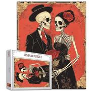 Tucocoo 1000 Piece Jigsaw Puzzles for Adults Skeleton Couple Painting Puzzle Skeletal Rose Flower Art 1000 Pieces Puzzles for Challenging Family Activity Game Colorful DIY Puzzle Wall Decor Gifts