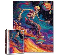 Tucocoo 1000 Piece Jigsaw Puzzles for Adults Skeleton Skateboard Painting Puzzle Psychedelic Trip Art 1000 Pieces Puzzles for Challenging Family Activity Game Colorful DIY Puzzle Wall Decor Gifts