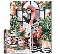 Tucocoo 1000 Piece Puzzle for Adults Flamingo Reading in Botanical Room Jigsaw Whimsical Paper Art Puzzle, Relaxing Animal Puzzle Gift for Home Decor, Fun Brain Game Activity Challenge Puzzle