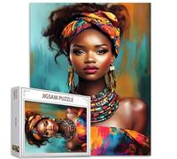 Tucocoo 1000 Pieces Jigsaw Puzzles for Adults African Lady Portrait Puzzle Beautiful Black Girl Abstract Art Puzzles for Challenging Family Activity Game Colorful DIY Crafts Puzzle Wall Decor Gifts