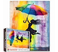 Tucocoo 1000 Pieces Jigsaw Puzzles for Adults Joyfully Girl Street Art Jigsaw Puzzle Rainbow Umbrella Art Puzzles for Challenging Family Activity Game Colorful DIY Crafts Puzzle Wall Decor Gifts