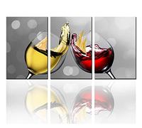 Tucocoo 3 Piece Canvas Print Wall Art Abstract Red Wine Glasses Paintings Still Life Closeup Pictures Modern Artwork Home Decor for Kitchen Restaurant Dining Room Framed Ready to Hang Gift 60x28 inch